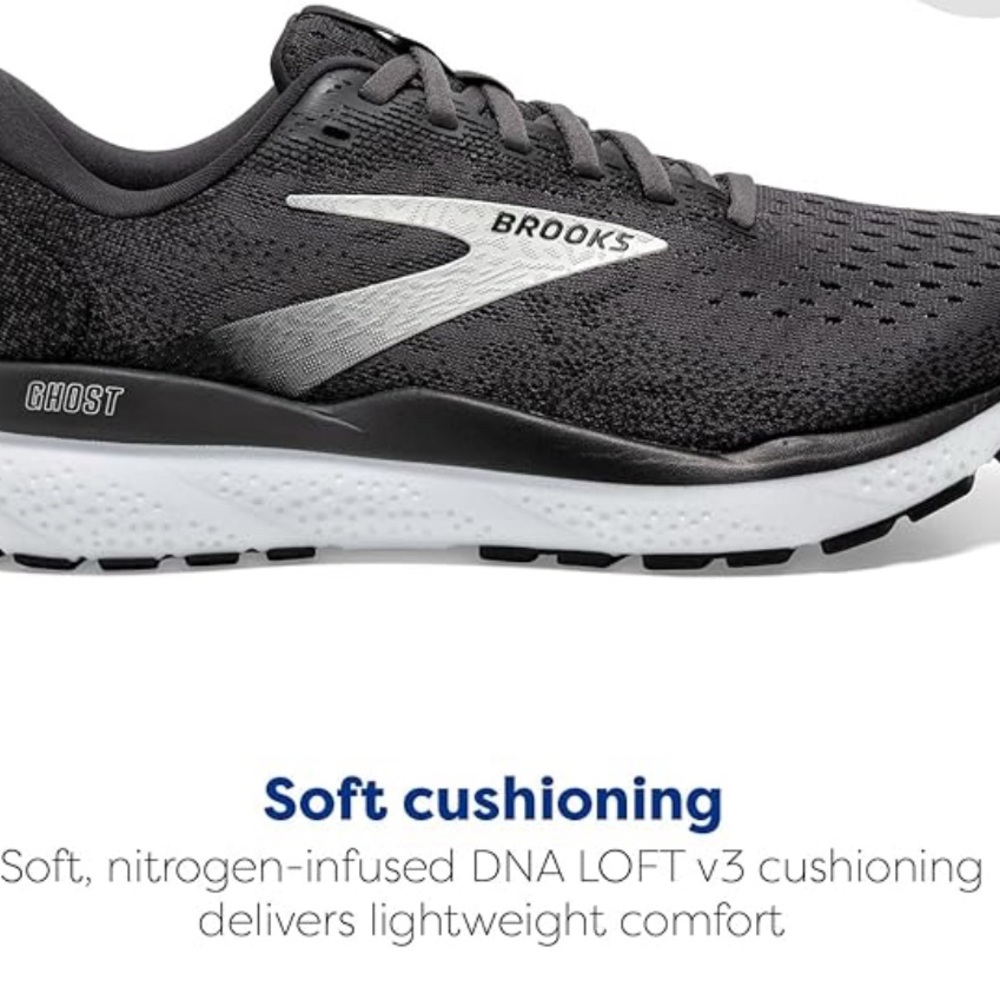 Brooks Ghost 16 Men's Athletic Shoes in Black /White. 11 wide worn only 3 times - Picture 3 of 7